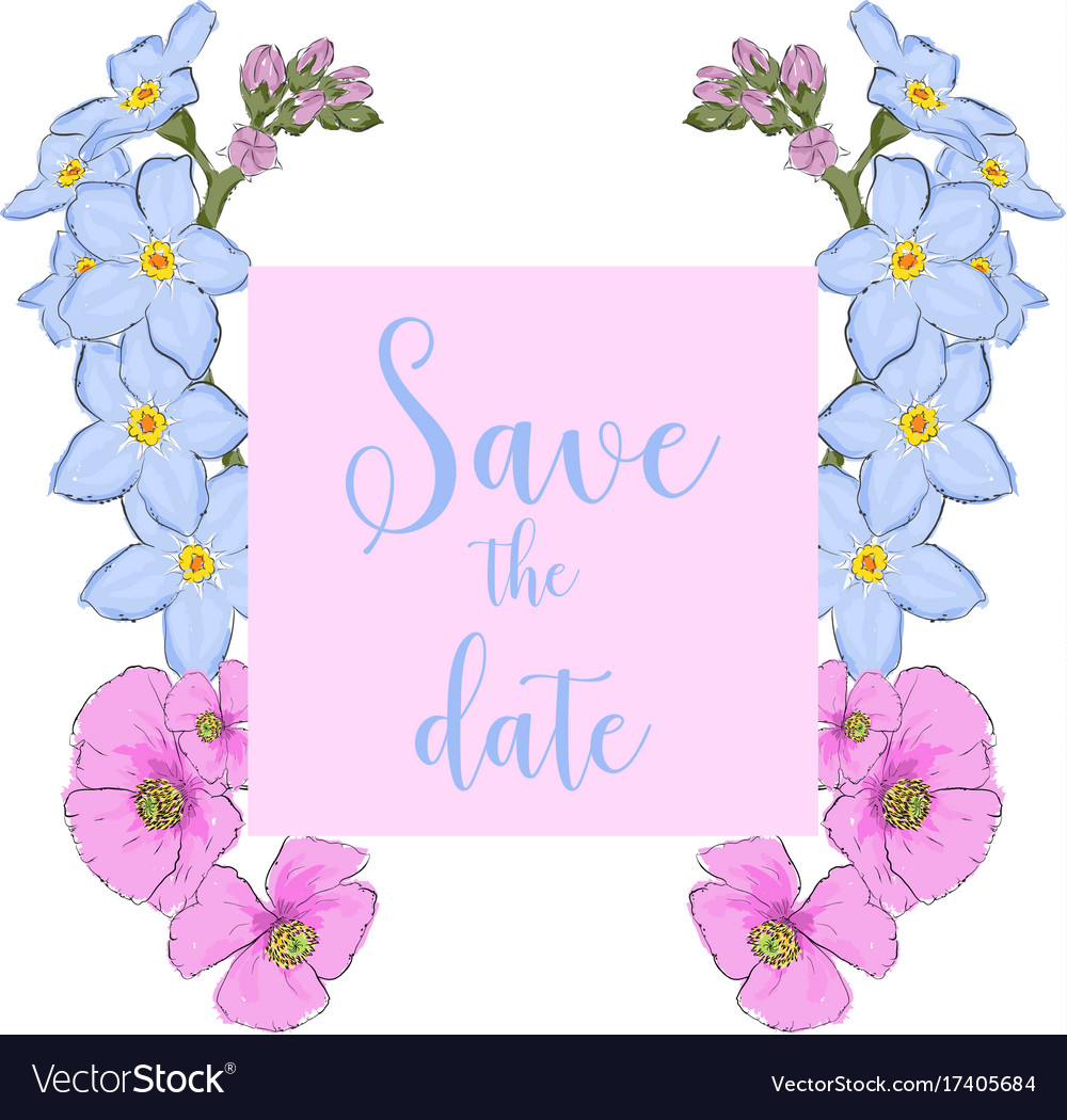 Fl Card Wedding Invitation Hand Draw Of Vector Image