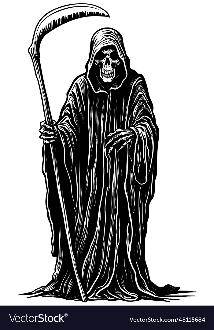 Grim reaper linocut Royalty Free Vector Image - VectorStock