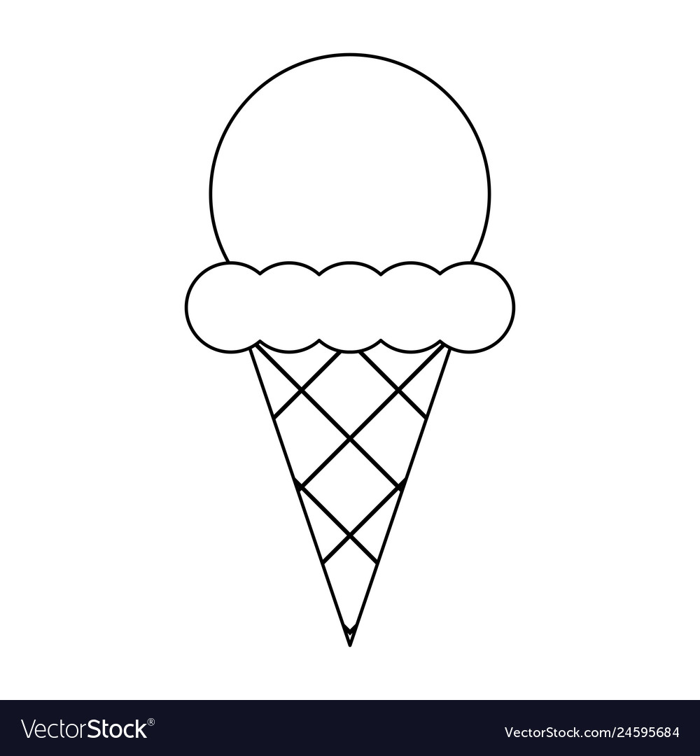 Ice cream cone cartoon in black and white Vector Image