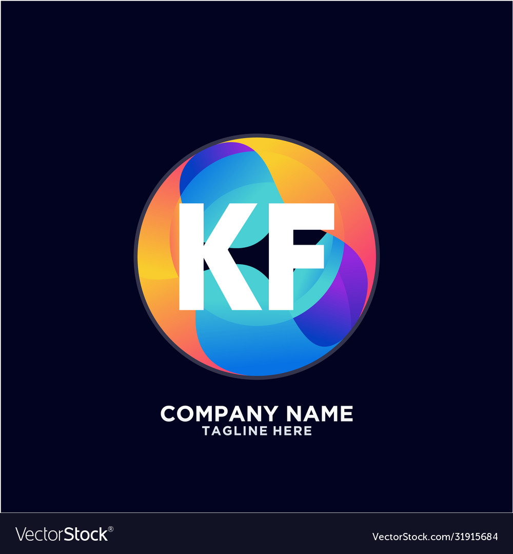Kf initial logo with colorful circle template