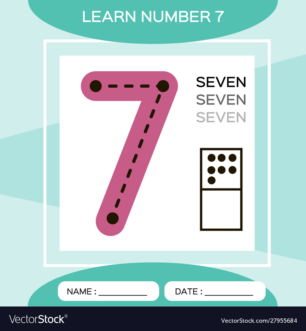 Learn number 7 seven children educational game Vector Image