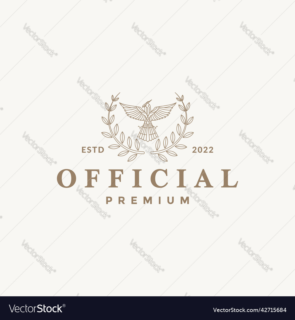 Eagle falcon mit Blatt Badge Logo Design