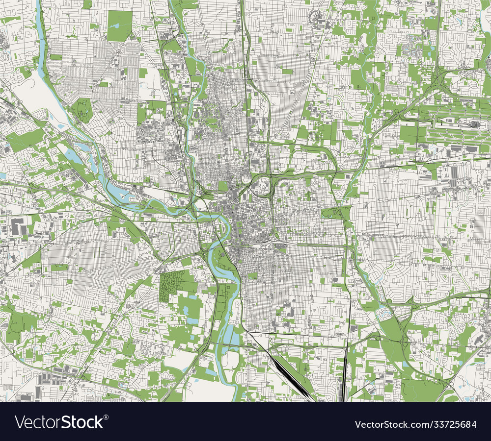 Street Map Of Columbus Ohio Map City Columbus Ohio Usa Royalty Free Vector Image