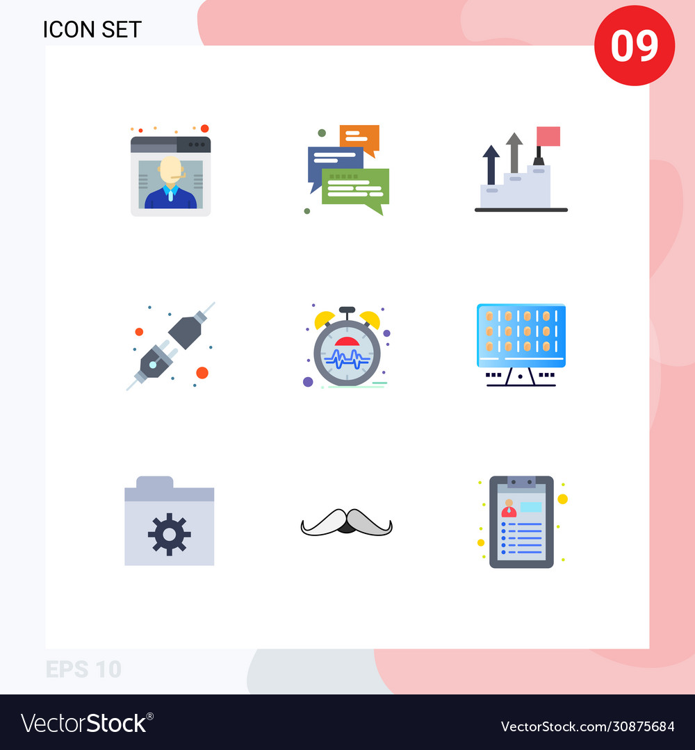 Mobile interface flat color set 9 pictograms