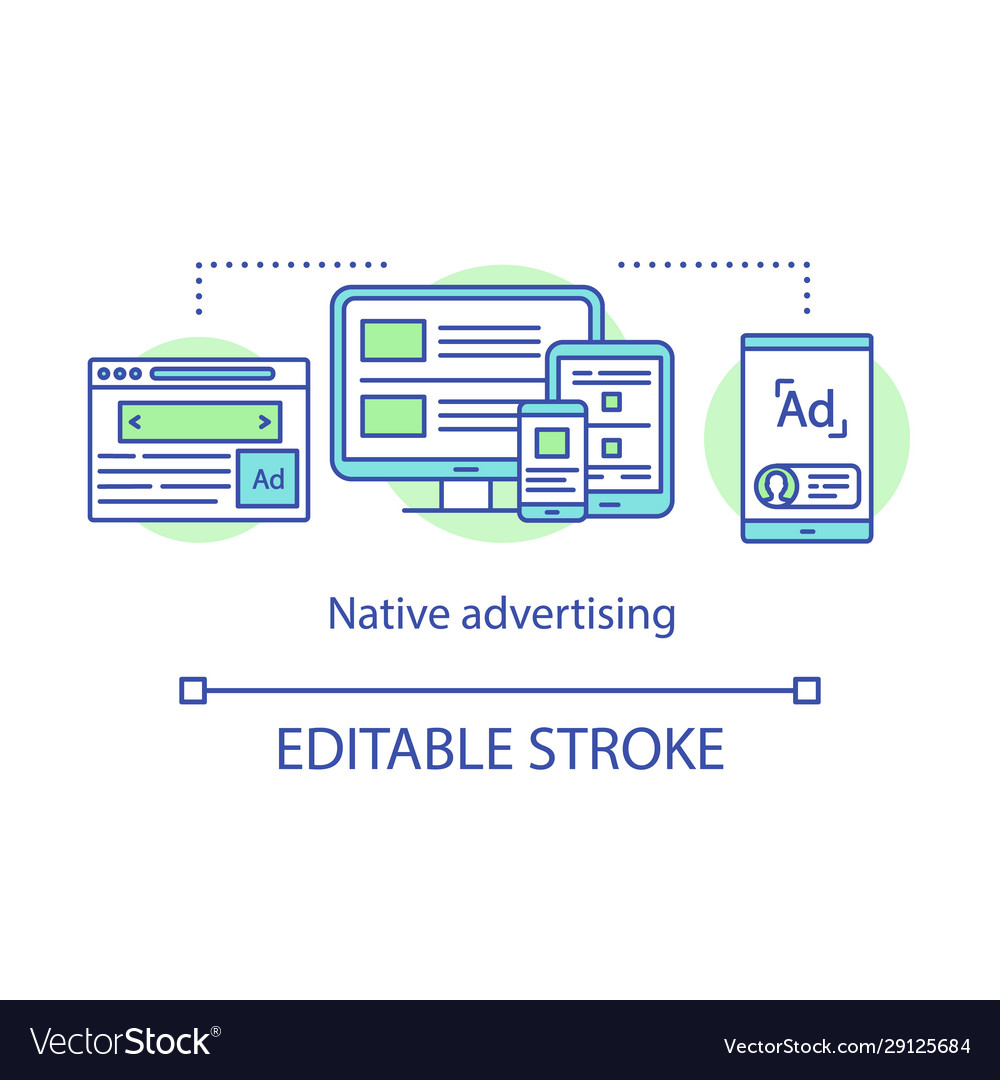 Native advertising concept icon paid ads idea vector image Native advertising concept icon paid ads idea