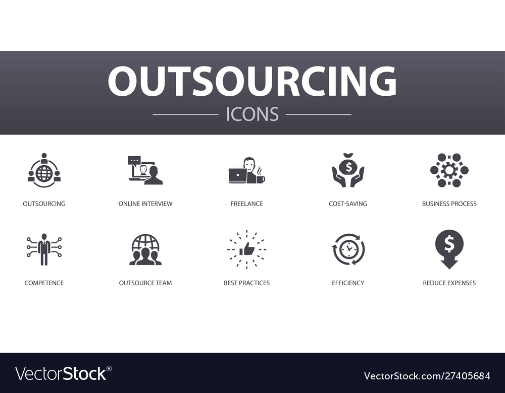 Outsourcing simple concept icons set contains