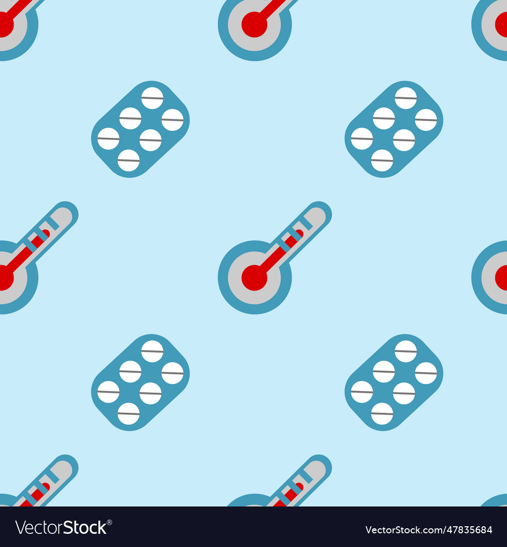 Pills and thermometer seamless pattern vector image Pills and thermometer seamless pattern