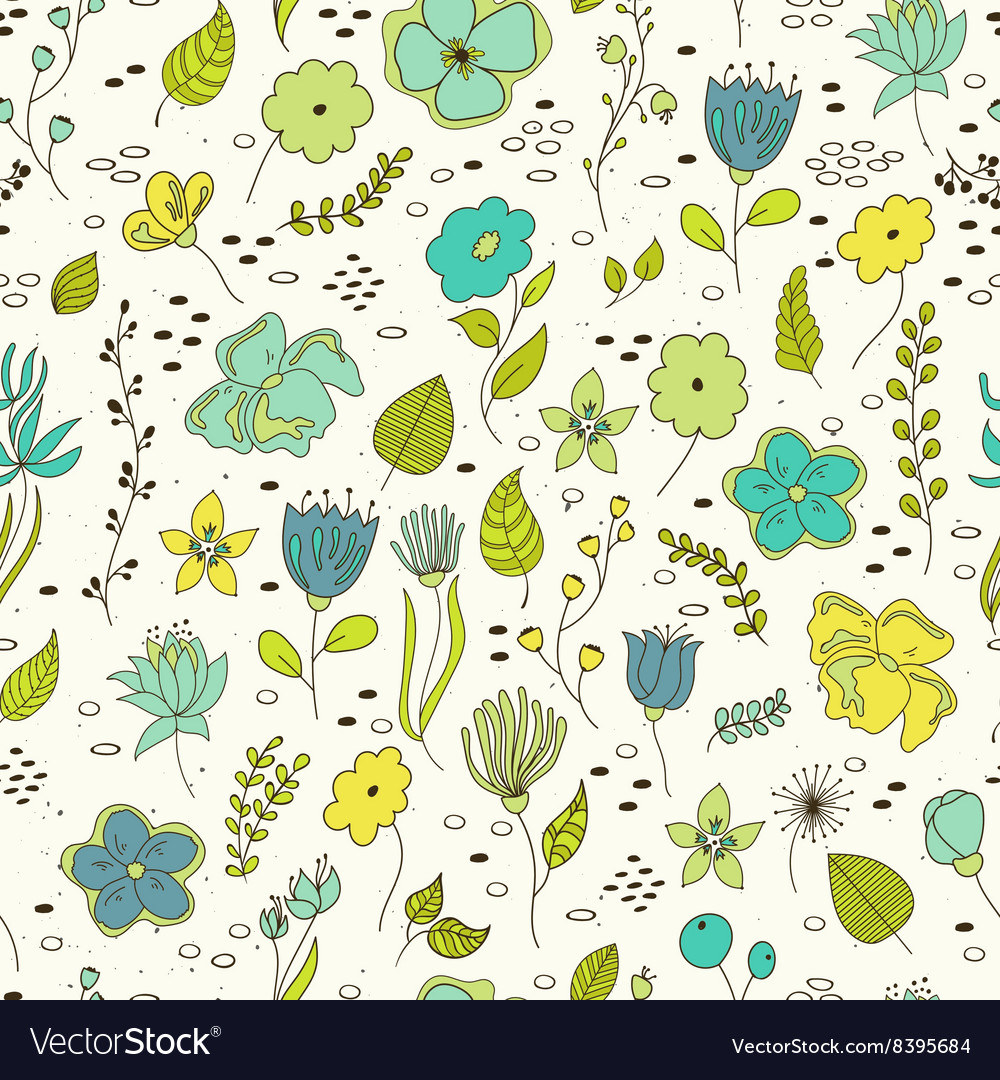 Seamless pattern vintage floral elements