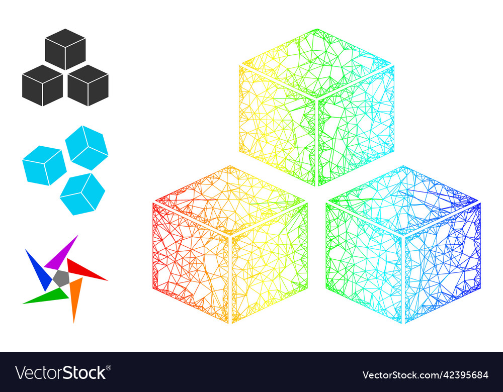 Spectral gradient net mesh cubes icon