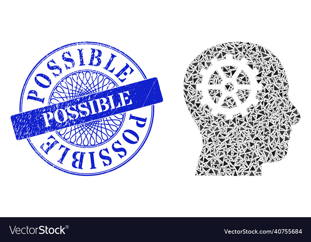 Textured possible seal and triangle intellect vector image Textured possible seal and triangle intellect