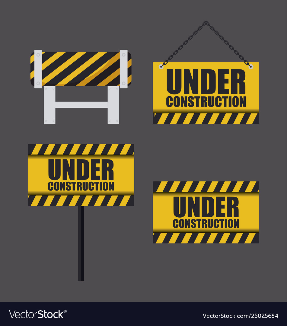 Under construction label with set signals