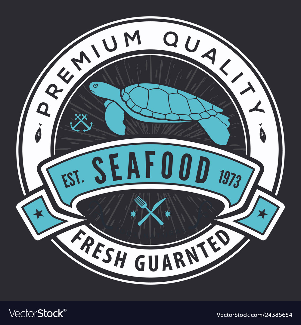 Vintage Seafood Badge - Meeresschildkröte Logo