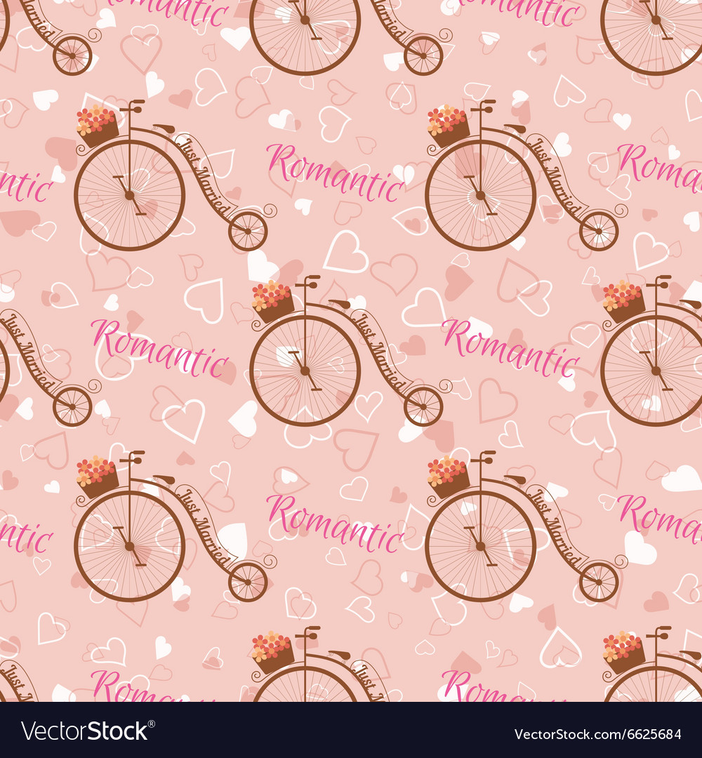 Wedding retro bicycle seamless pattern