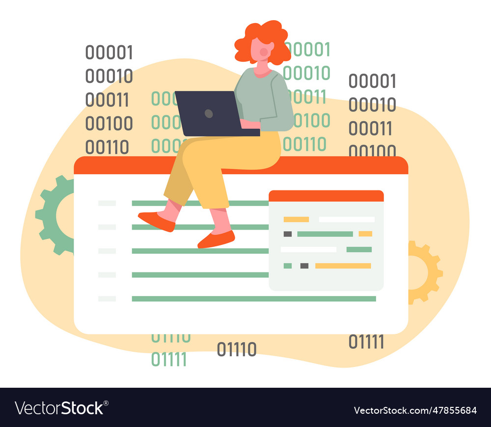 Woman with binary code concept