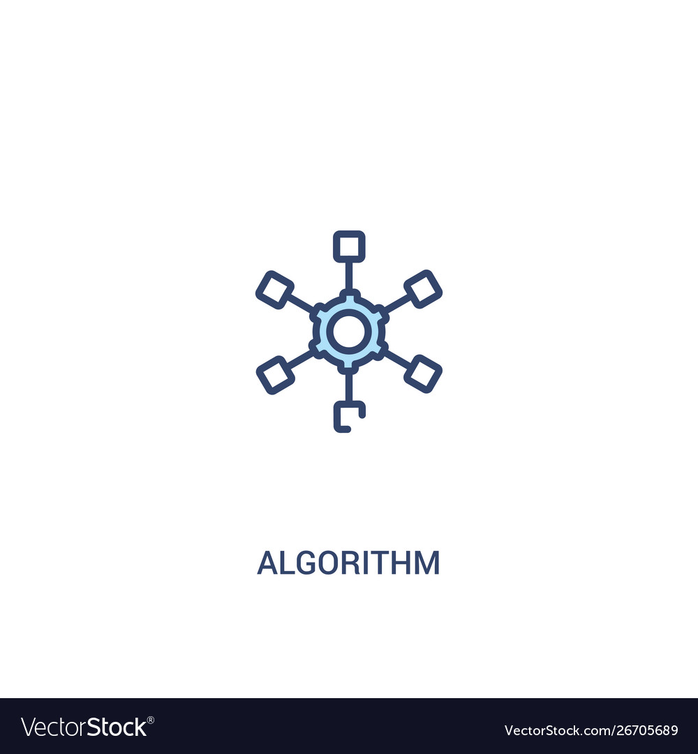 Algorithm Konzept 2 farbige Ikone einfache Linie vector image Algorithm Konzept 2 farbige Ikone einfache Linie