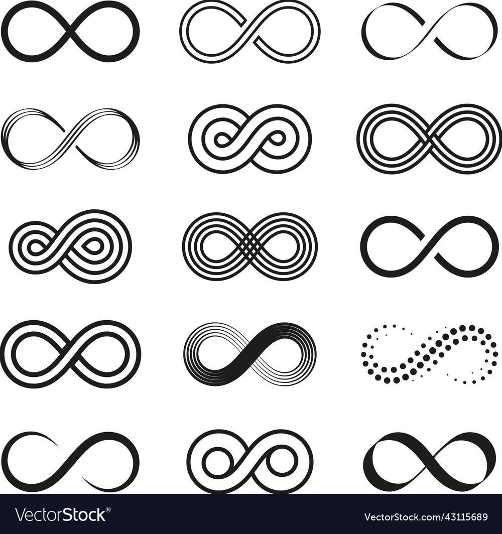 Black infinity symbols line infinite symbol Vector Image