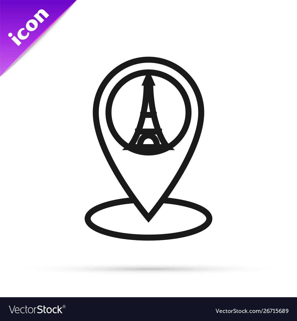 Schwarze Linie Kartenzeiger mit Eiffel Turm Symbol vector image Schwarze Linie Kartenzeiger mit Eiffel Turm Symbol