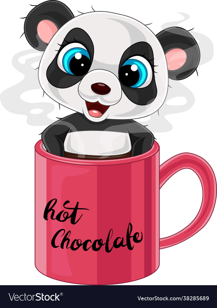 Cartoon süßes Baby Panda in roter Tasse