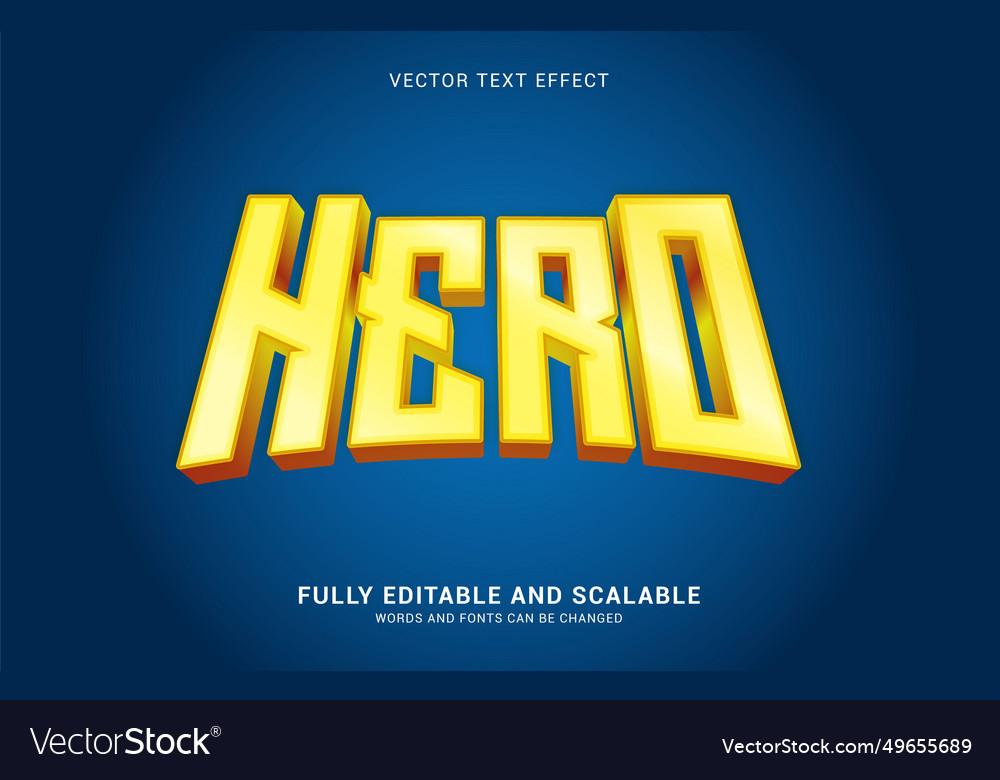 Editable text effect hero style