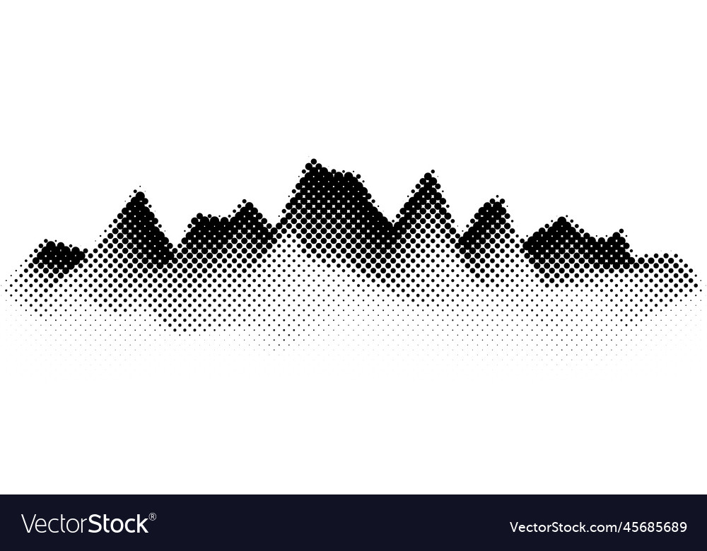 Grain halftone mountains fading dotted landscape Vector Image