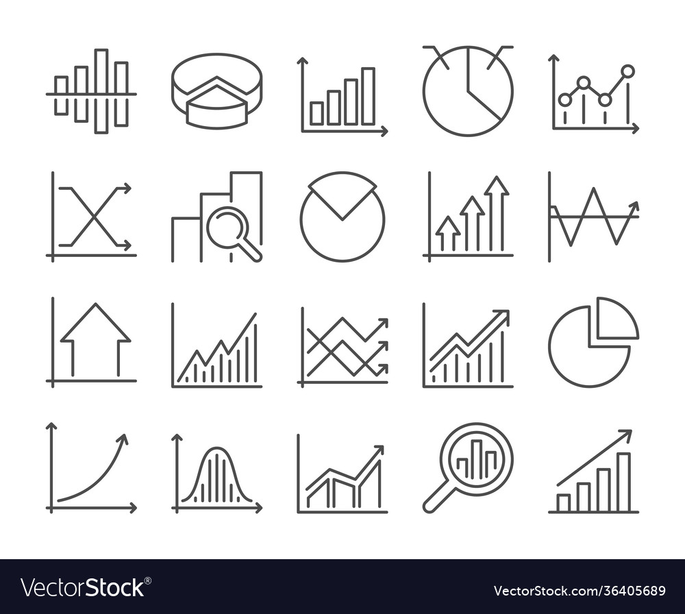 Graph icon chart and line icons set Vector Image Graph icon chart and line icons set