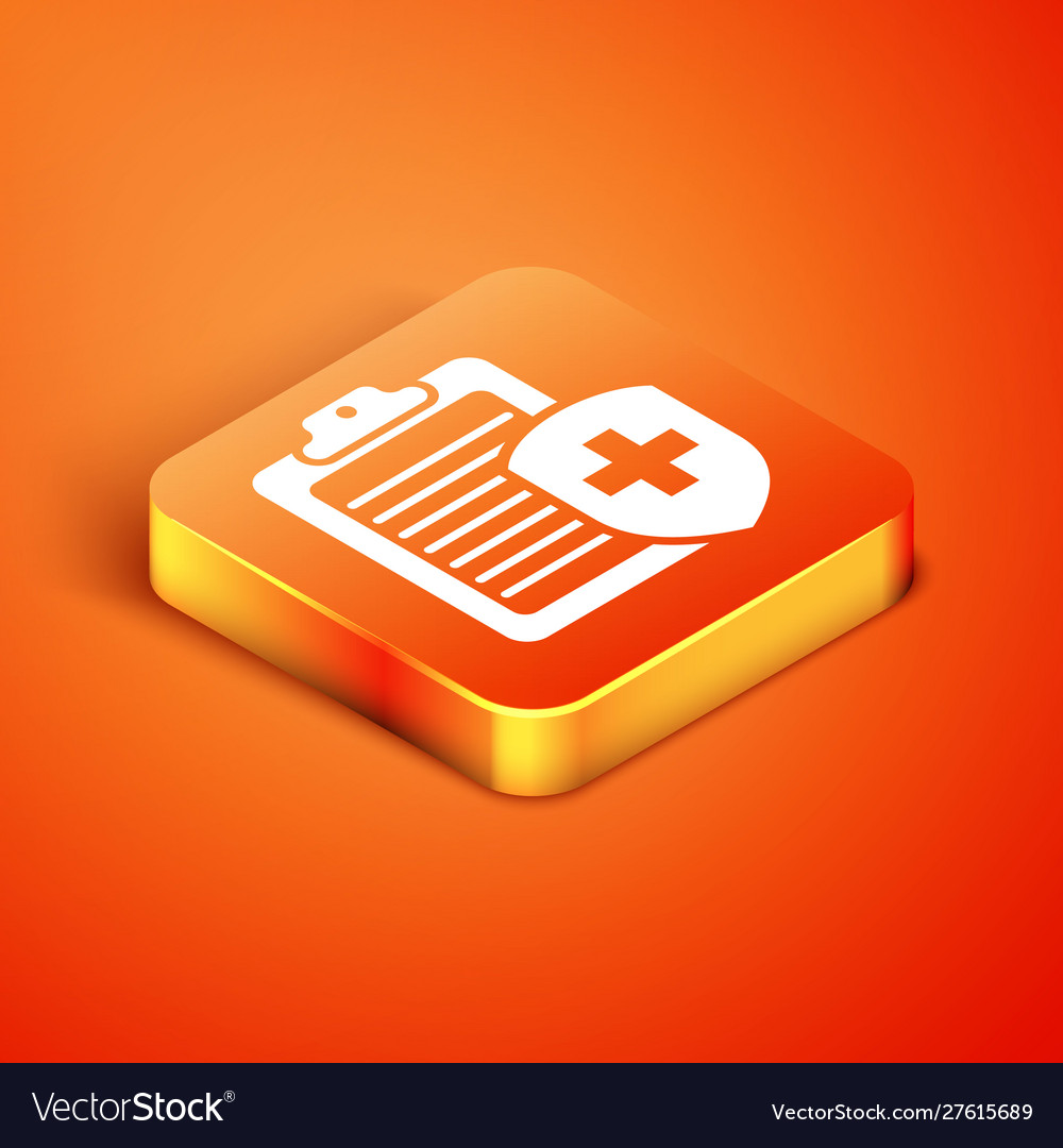 Isometric clipboard with medical insurance icon