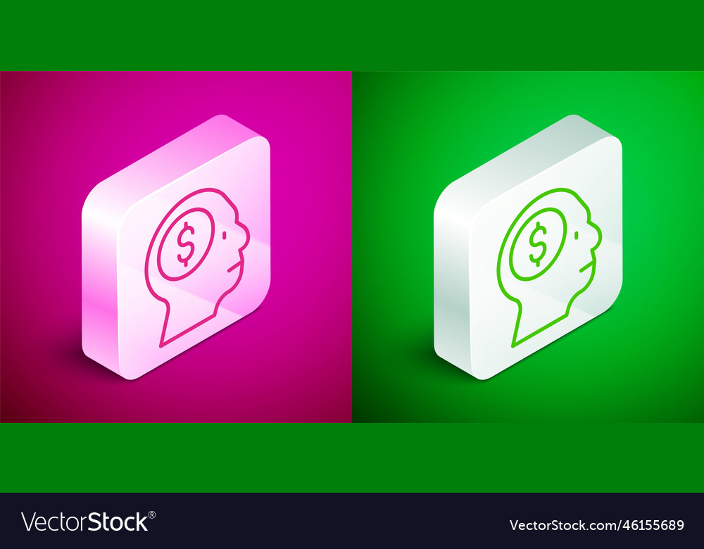 Isometric line business man planning mind icon