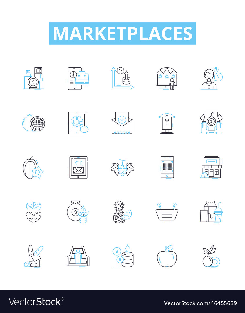 Marketplaces line icons set