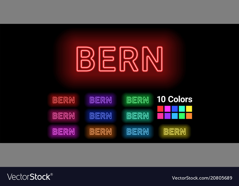 Neon name of bern city