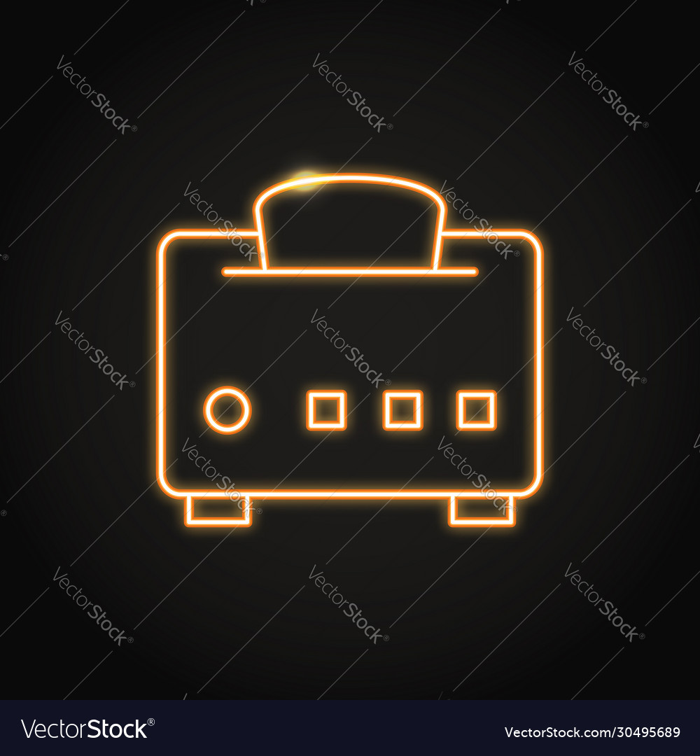 Neon Toaster mit Brotikone im Linienstil