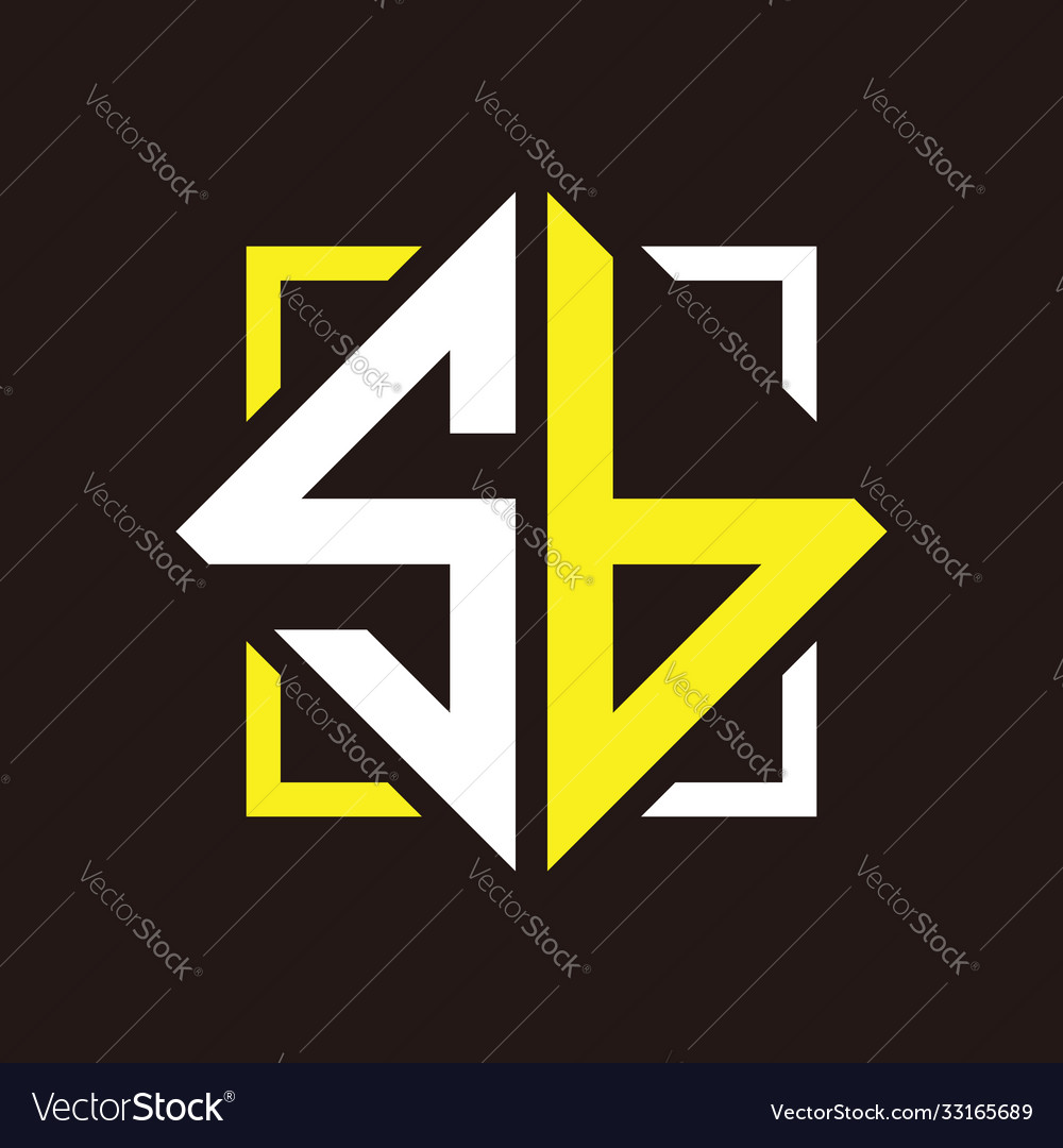 S b initials quadrangle monogram with square Vector Image S b initials quadrangle monogram with square