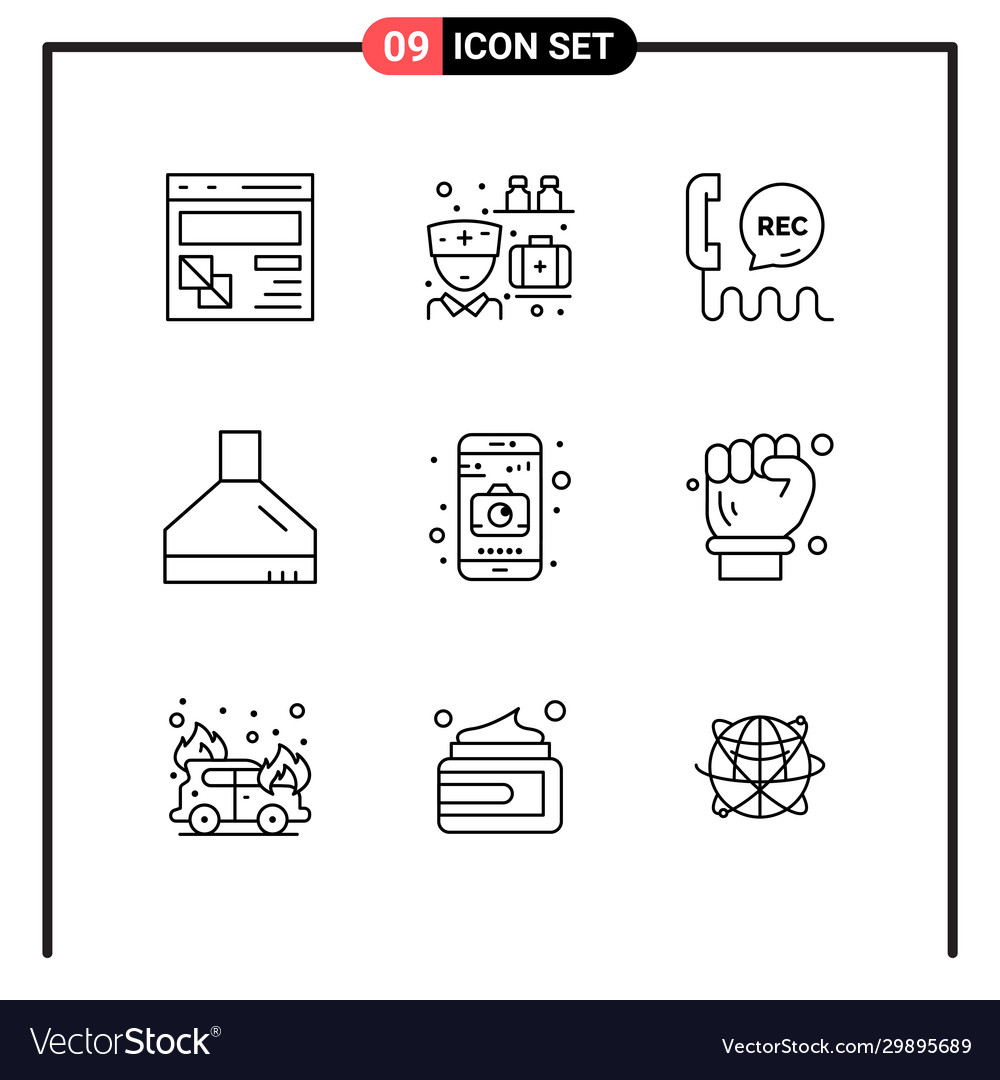 Set 9 line style icons for web and mobile vector image Set 9 line style icons for web and mobile
