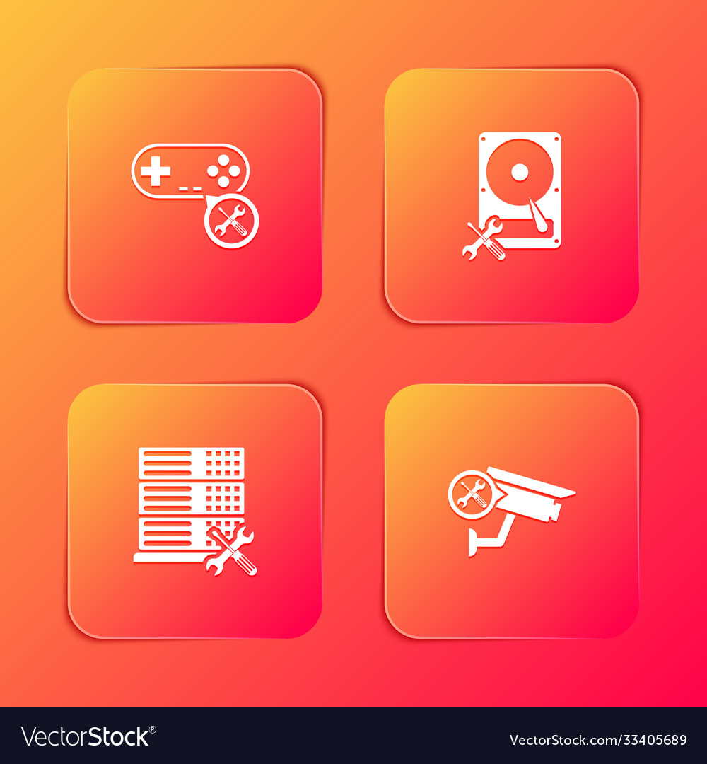Set gamepad service hard disk drive database Vector Image Set gamepad service hard disk drive database