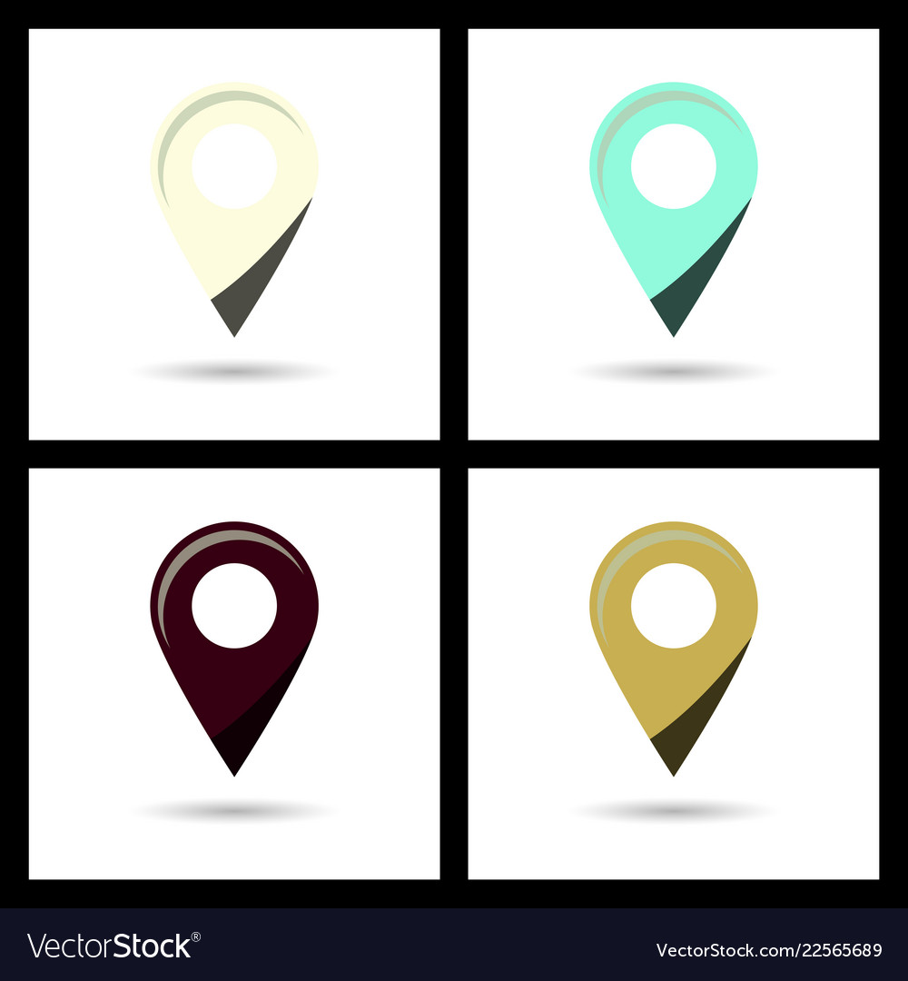 Set of color gps navigator point pin map flat icon
