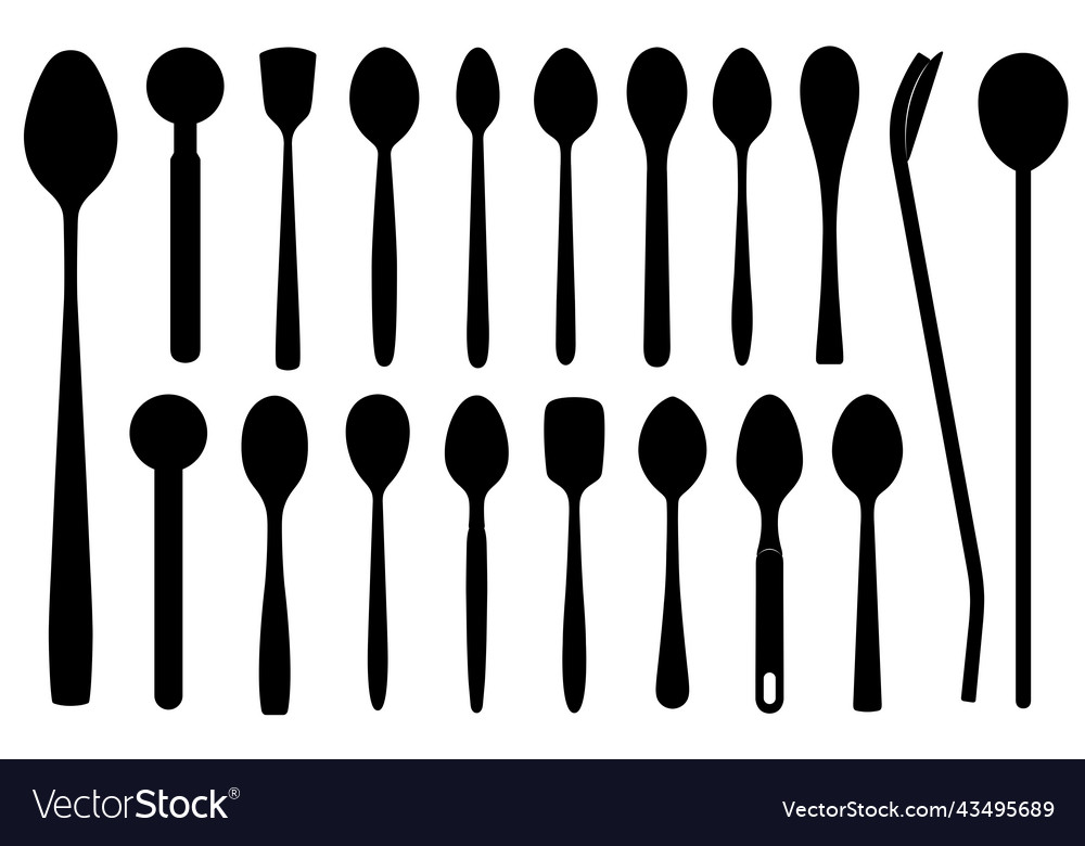 Set of different teaspoons vector image Set of different teaspoons