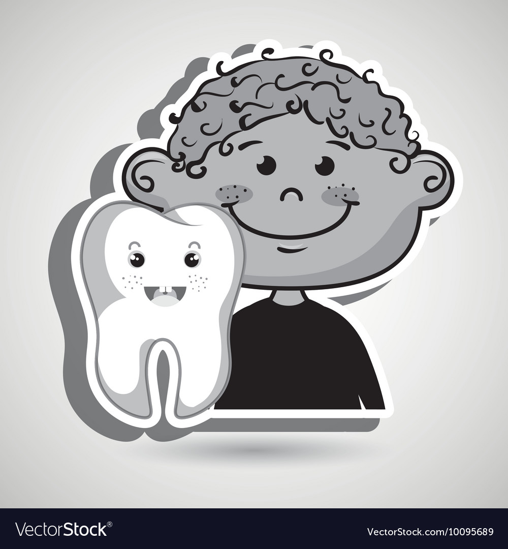 Smiling child and tooth cartoon