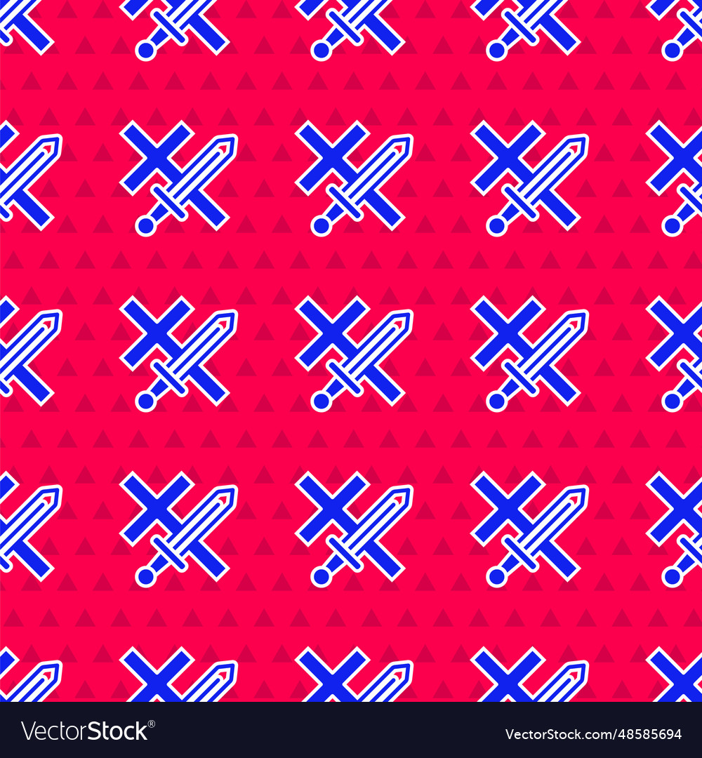 Blue crusade icon isolated seamless pattern on red Vector Image Blue crusade icon isolated seamless pattern on red