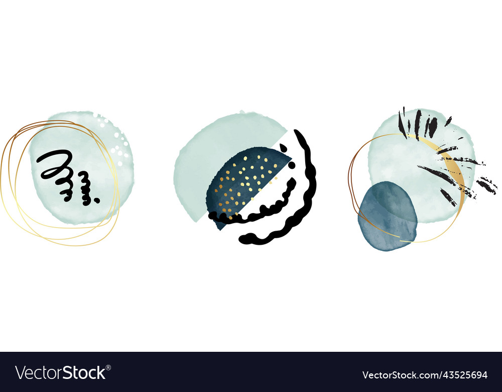 Blue watercolor shape set abstract minimalist vector image Blue watercolor shape set abstract minimalist
