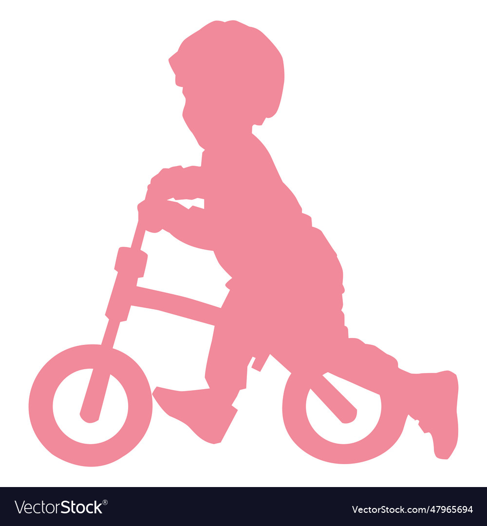 Child kid bicycle cycle bike silhouette Royalty Free Vector