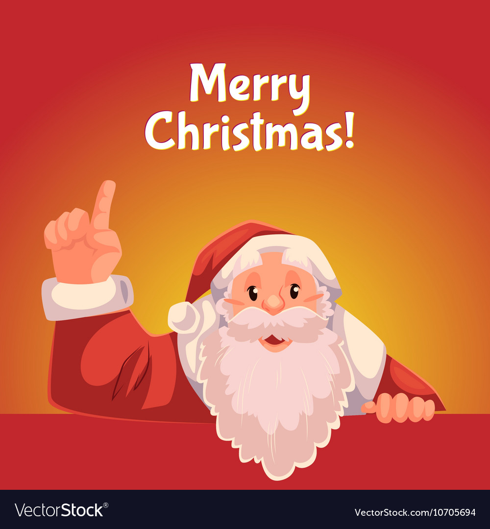 Christmas greeting card with cartoon santa claus