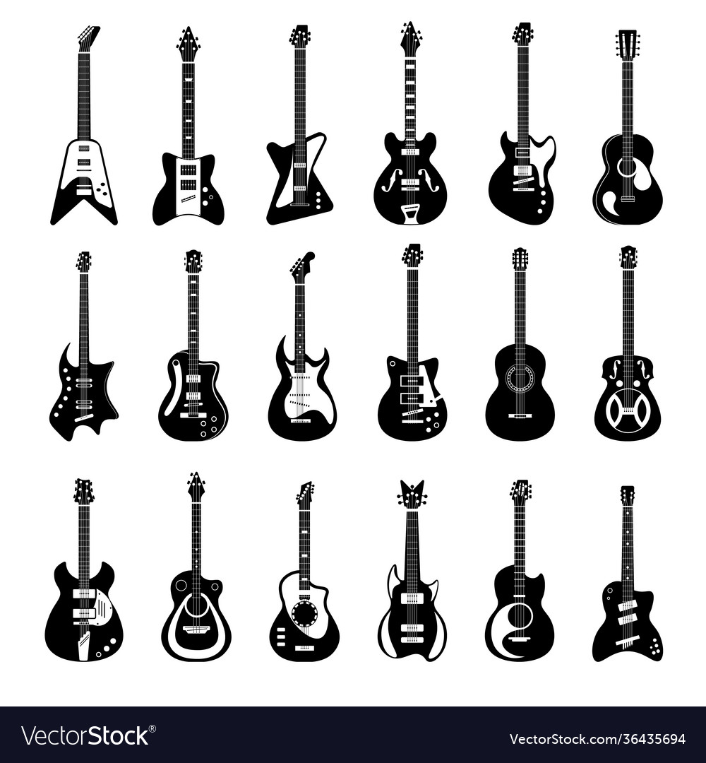 Electric and acoustic guitar music instrument Vector Image