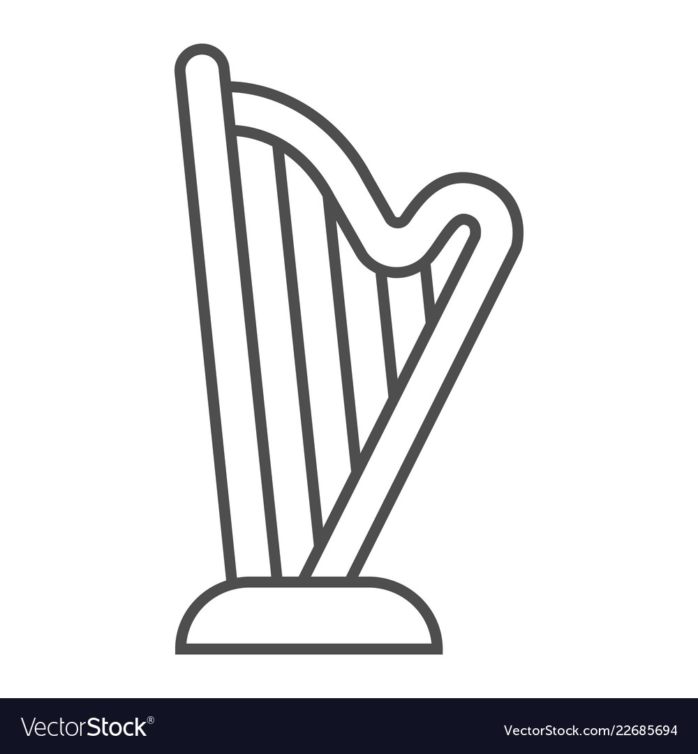 Harp thin line icon music and ancient instrument