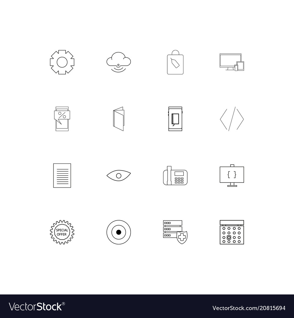 Internet technologies linear thin icons set