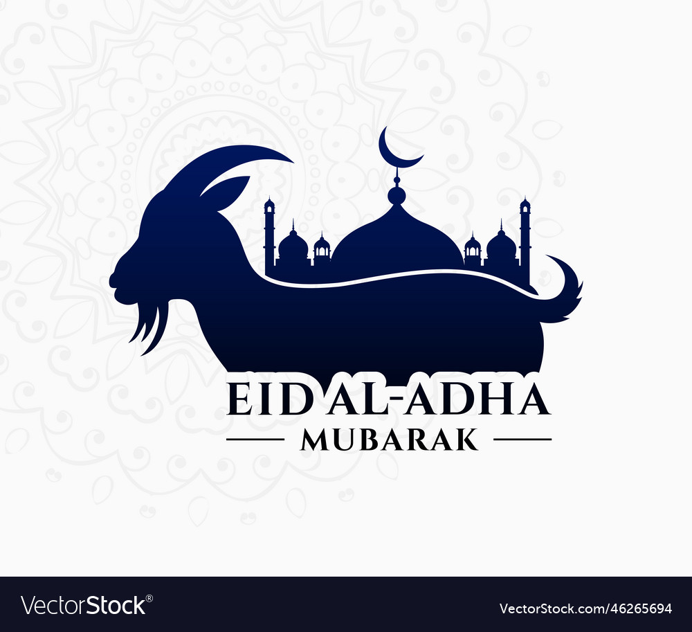 Mosque With Goat Eid Al Adha Template Royalty Free Vector