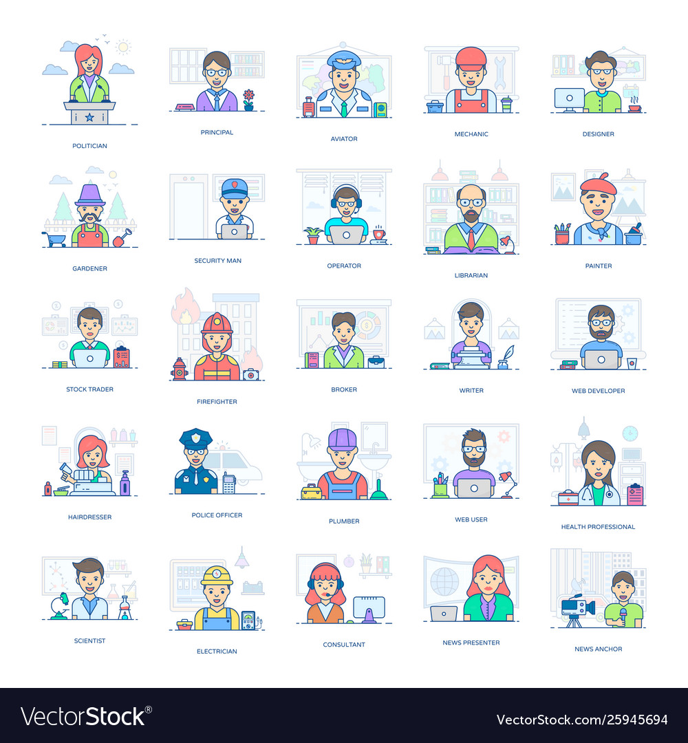 Professional people icons set