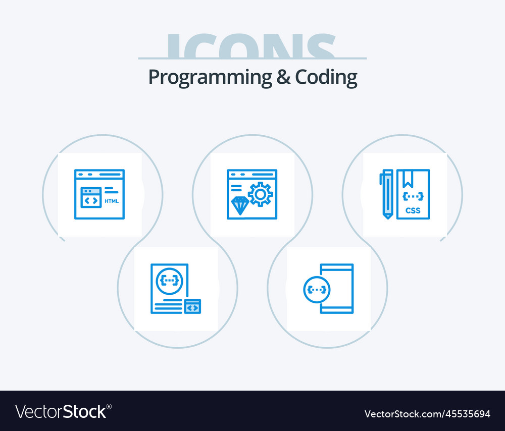 Programming and coding blue icon pack 5