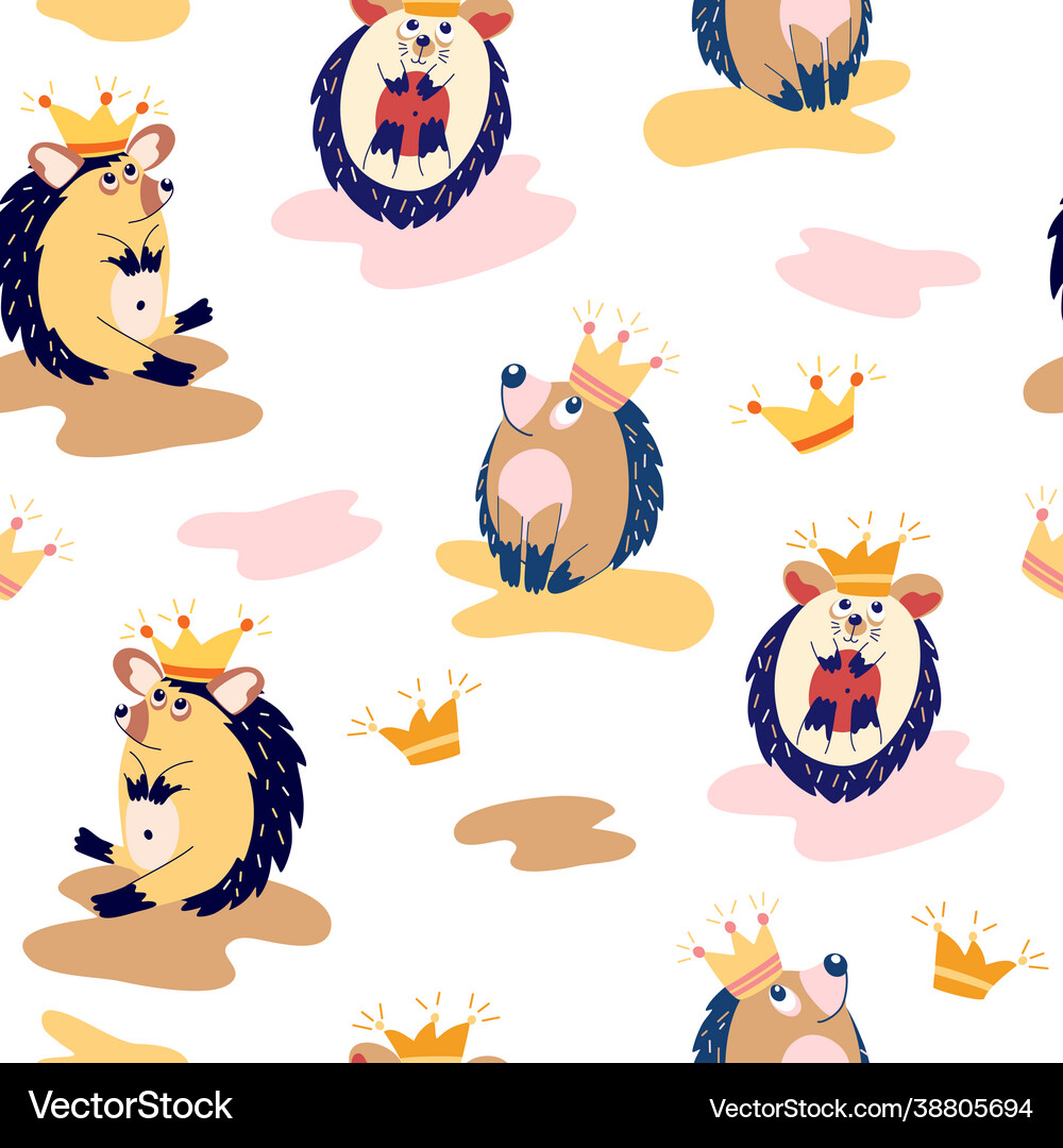 Seamless pattern with cute hedgehogs forest Vector Image