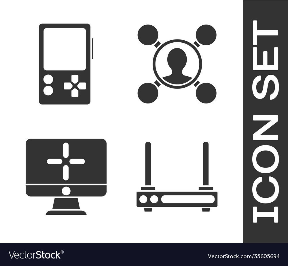 Set router and wi-fi signal portable video game vector image Set router and wi-fi signal portable video game