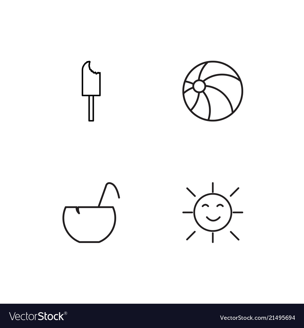 Summer linear icons set simple outline
