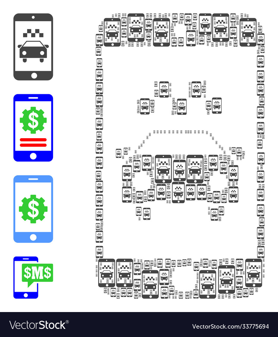 Taxi smartphone application recursion mosaic Vector Image Taxi smartphone application recursion mosaic